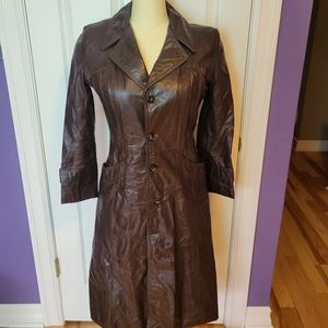 Vintage brown 100% leather duster